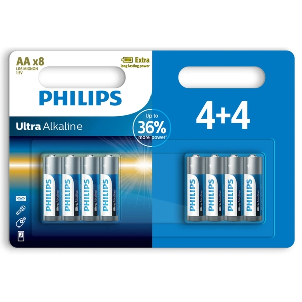 Купити Батарейка Philips Ultra Alkaline AA 8 шт (LR6E8B/10) - фото 1