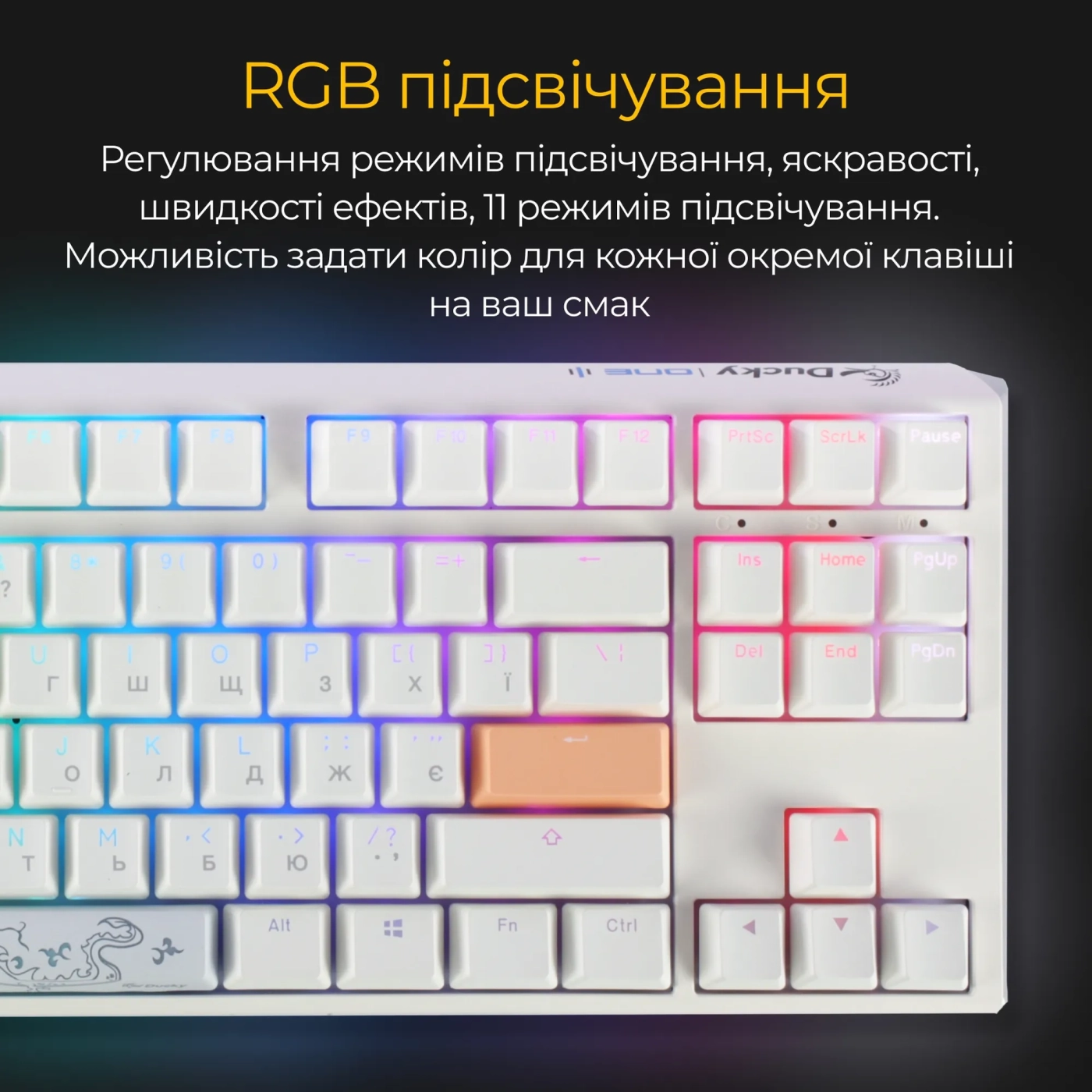 Купити Клавіатура Ducky One 3 RGB TKL White Cherry MX Blue - фото 15