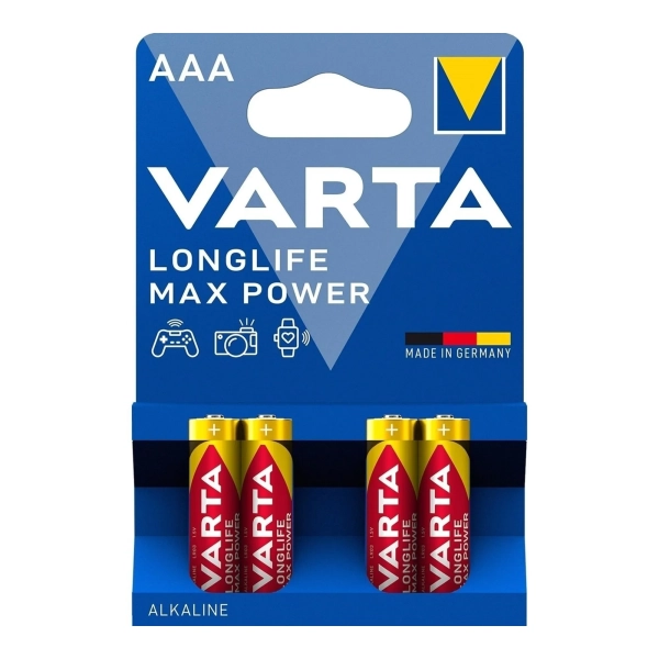 Купить Батарейка VARTA LONGLIFE MAX POWER Alkaline AAA 4 шт (04703101404) - фото 1