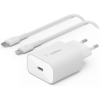 Купить Зарядное устройство Belkin BoostCharge USB-C PD 3.0 PPS 25W + USB-C to Lightning Cable (WCA004VF1MWH-B5) - фото 1