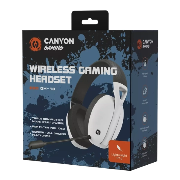 Купити Навушники Canyon GH-13 Ego Wireless Gaming 7.1 White (CND-SGHS13W) - фото 7