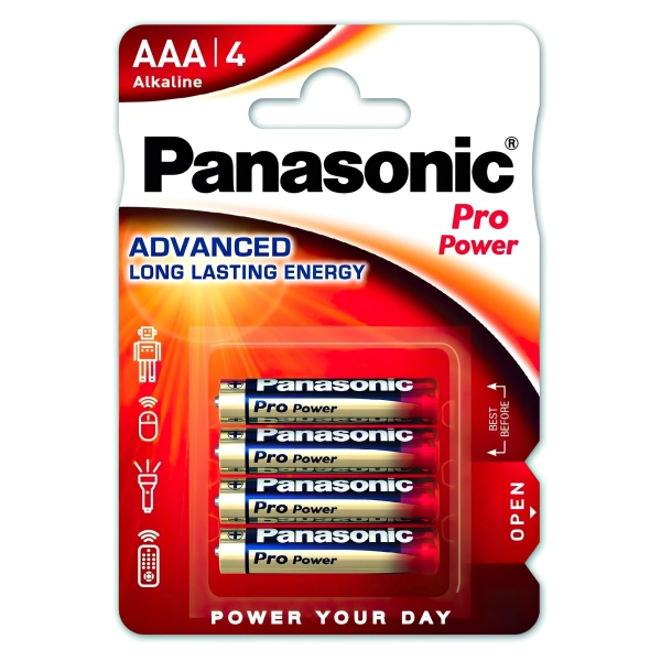 Купити Батарейка Panasonic PRO POWER ALKALINE AAA 4 шт. (LR03XEG/4BP) - фото 1