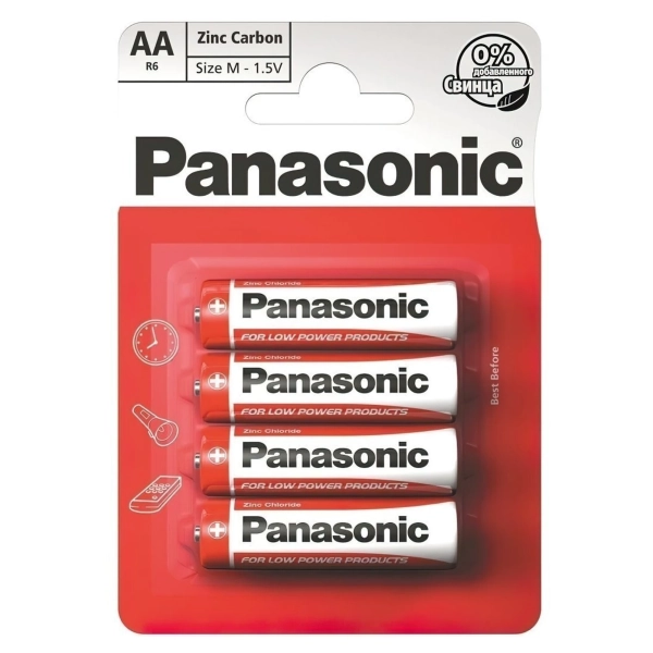 Купити Батарейка Panasonic RED ZINK COAL-ZINC AA(R6) 4 шт. (R6REL/4BPR) - фото 1
