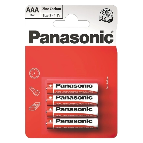 Купити Батарейка Panasonic RED ZINK COAL-ZINC AAA(R3) 4 шт. (R03REL/4BP) - фото 1