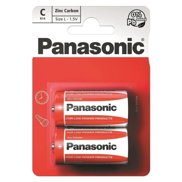 Купить Батарейка Panasonic RED ZINK COAL-ZINC C(R14) 2 шт. (R14REL/2BPR) - фото 1