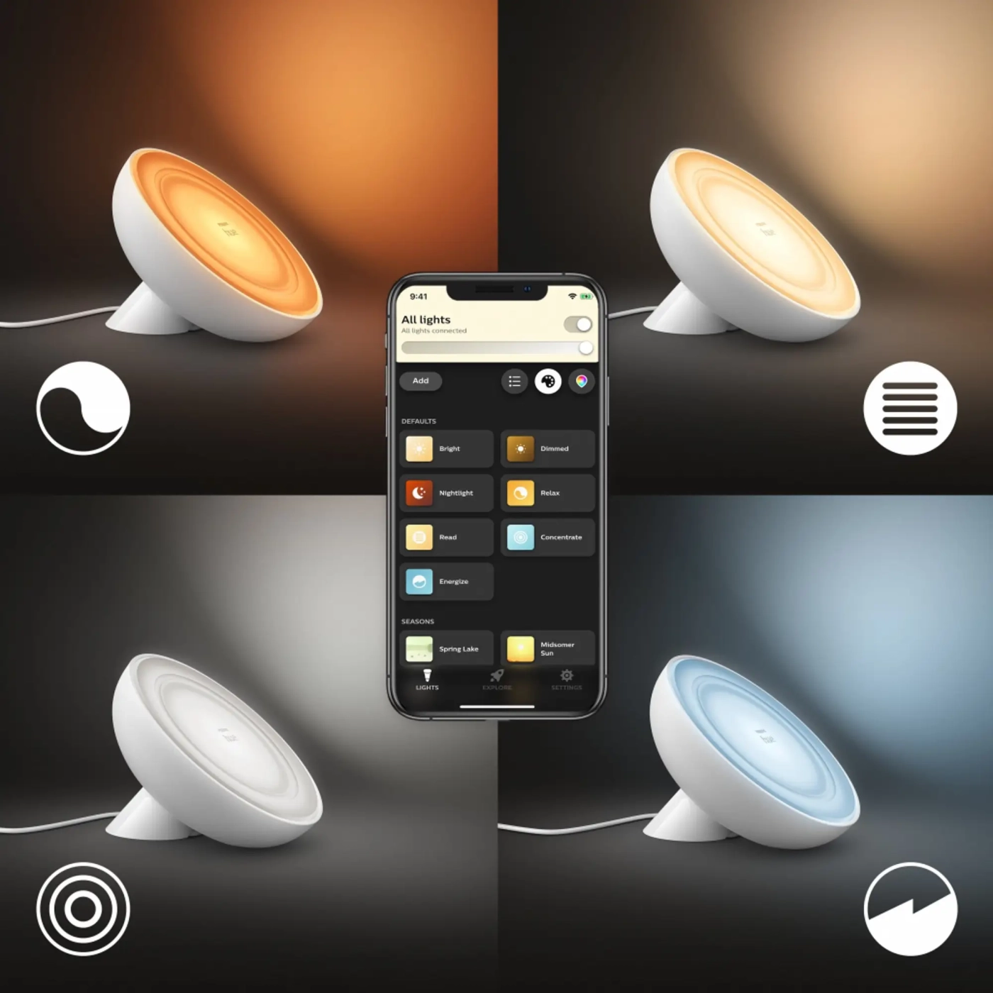 Купити Настільна лампа Philips Hue Bloom, Color, BT, DIM, біла (929002375901) - фото 4