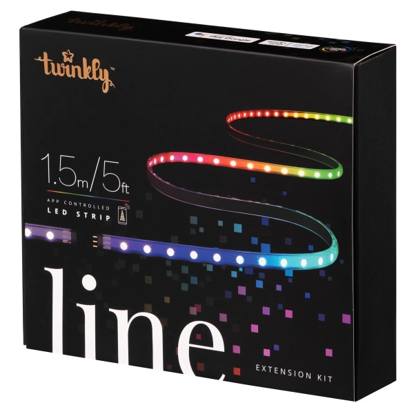 Купити Розумна LED Twinkly Line RGB, підсвічування плюс 1,5 м, Gen II, IP20, чорний кабель (TWL100ADP-B) - фото 1