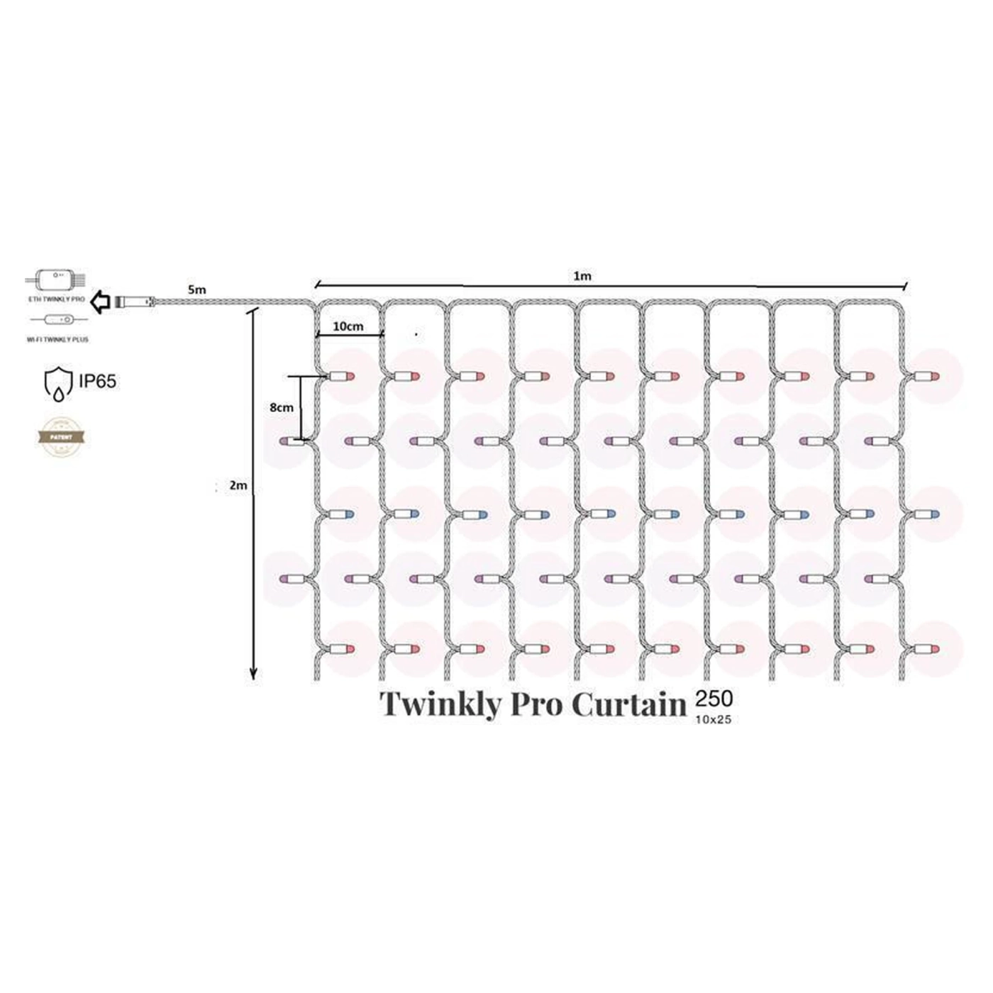 Купити Розумна LED Гірлянда Twinkly Pro Curtain RGBW 250 (10 по 25), IP65, AWG22 PVC Rubber чорний (TW-PLC-CU-CA-10X25SPP-BR) - фото 3