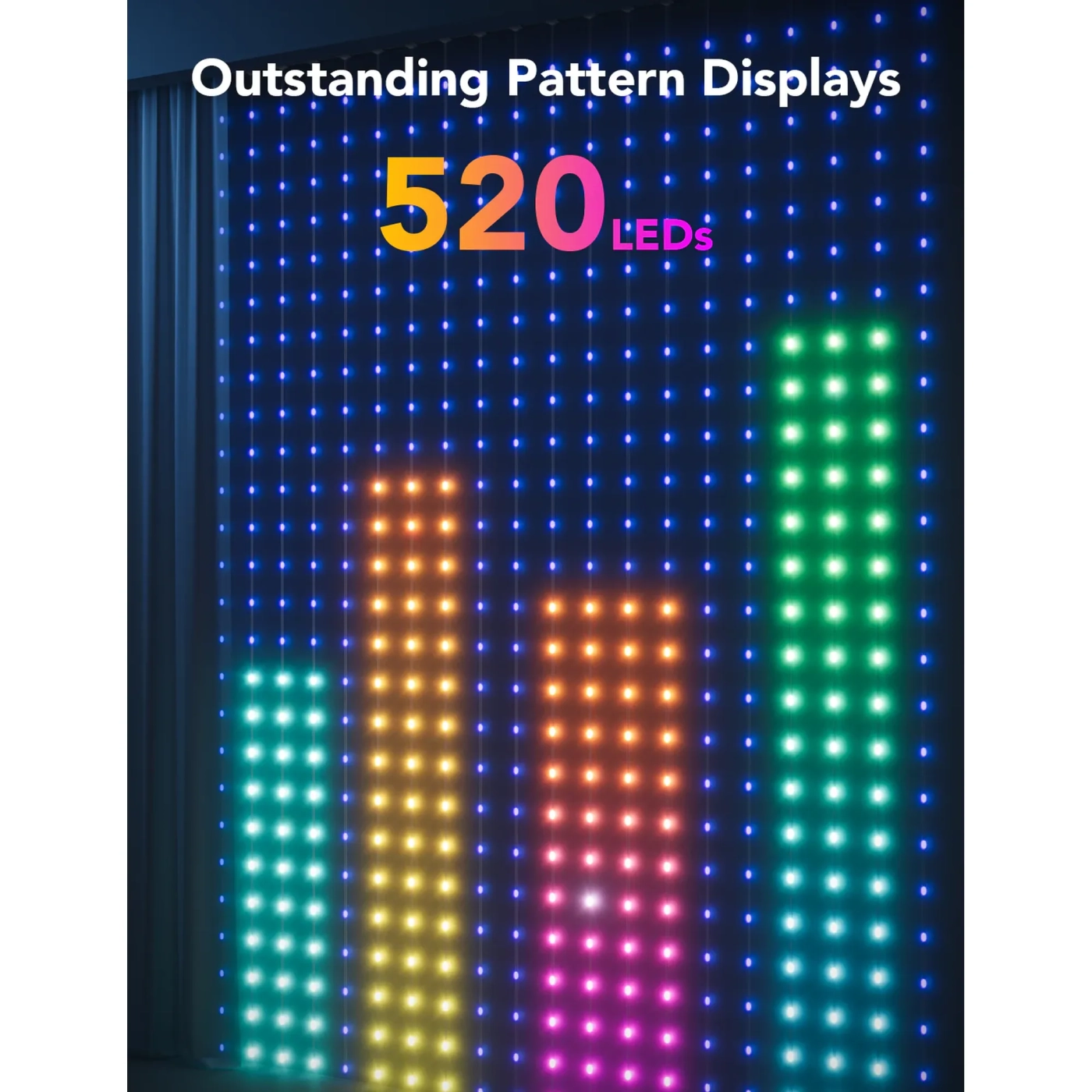 Купити Розумна LED гірлянда Govee H70B1 Curtain Light RGB 520LED Clear Wire (H70B13A1) - фото 3