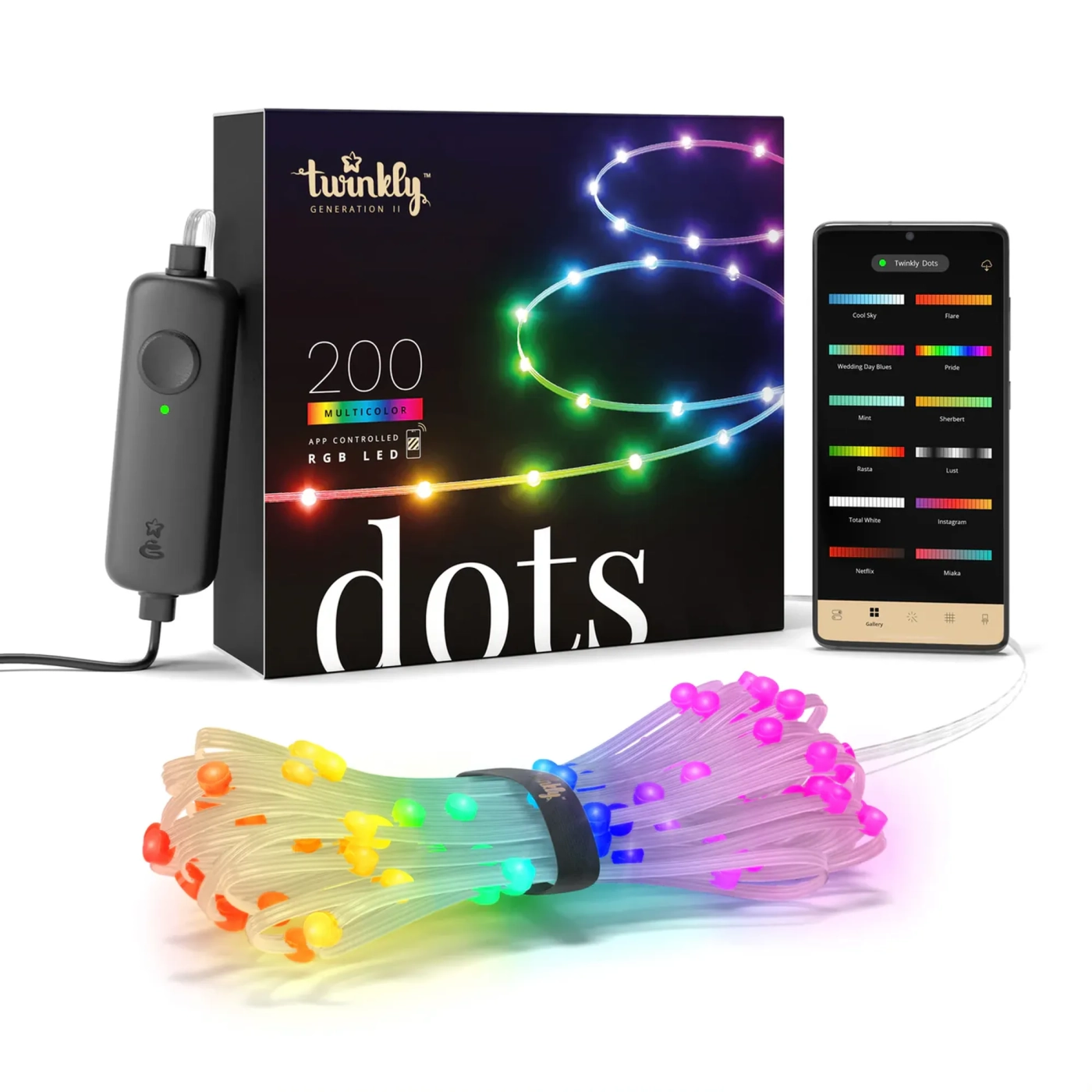 Купити Розумна LED гірлянда Twinkly Dots Lights RGB 200LED 10m Clear (TWD200STP-TEU) - фото 1