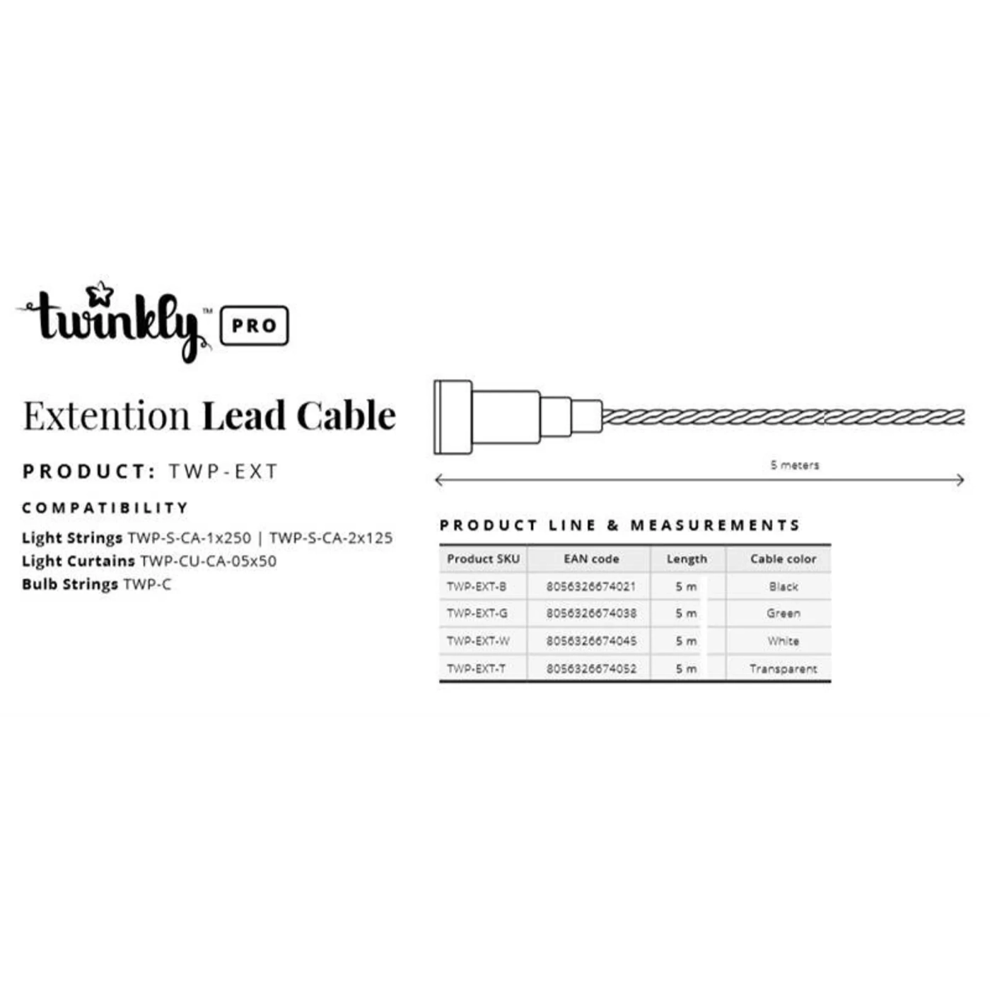 Купити Подовжувач кабелю Twinkly Pro AWG22 PVC кабель, 5м,зелений (TWP-EXT-G) - фото 3