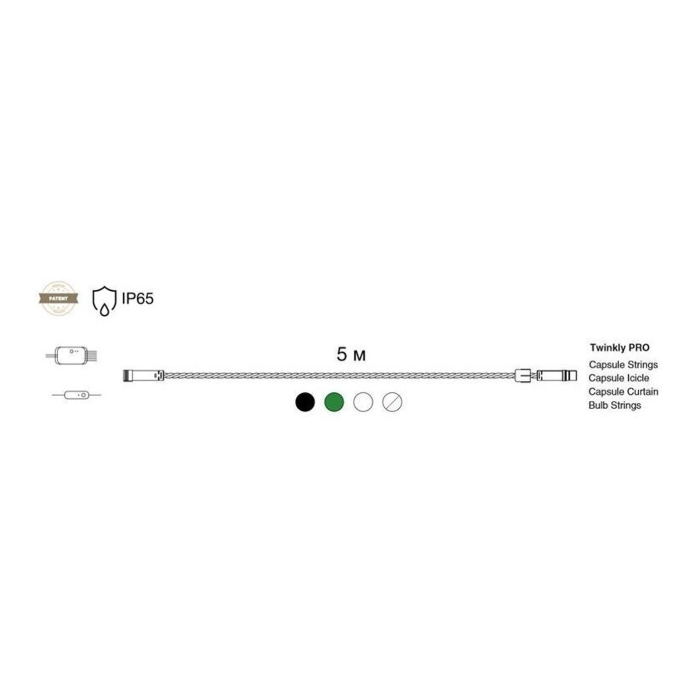 Купить Удлинитель кабеля Twinkly PRO, IP65, AWG22 PVC Rubber 5м, черный (TW-PLC-EXT-BR) - фото 3