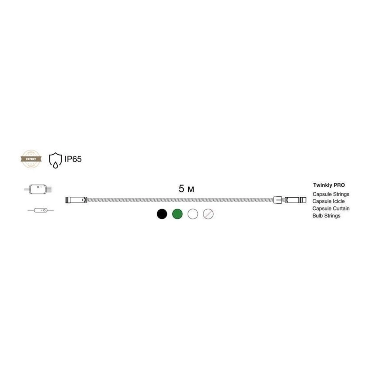 Купить Удлинитель кабеля Twinkly PRO, IP65, AWG22 PVC Rubber 5м, зеленый (TW-PLC-EXT-GR) - фото 3