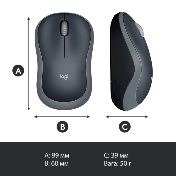 Купити Миша Logitech M185 Wireless Gray - фото 9