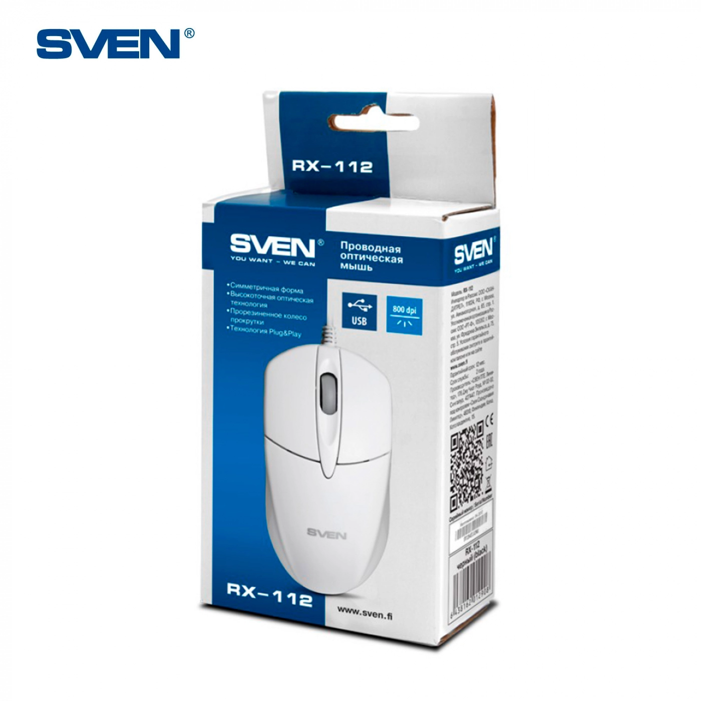Купить Мышь Sven RX-112 USB White - фото 5