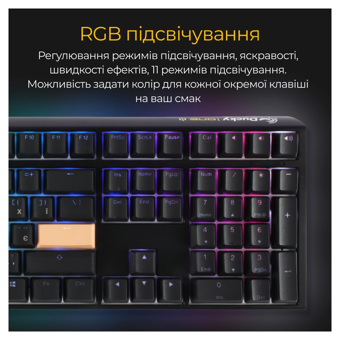 Купить Клавиатура Ducky One 3 Cherry MX Blue RGB Black UA (DKON2108ST-CUAPXCLAWSC1) - фото 5