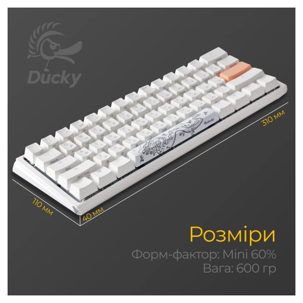 Купить Клавиатура Ducky One 3 Mini Cherry MX Silent Red RGB White UA (DKON2161ST-SUAPXPWWWSC1) - фото 8