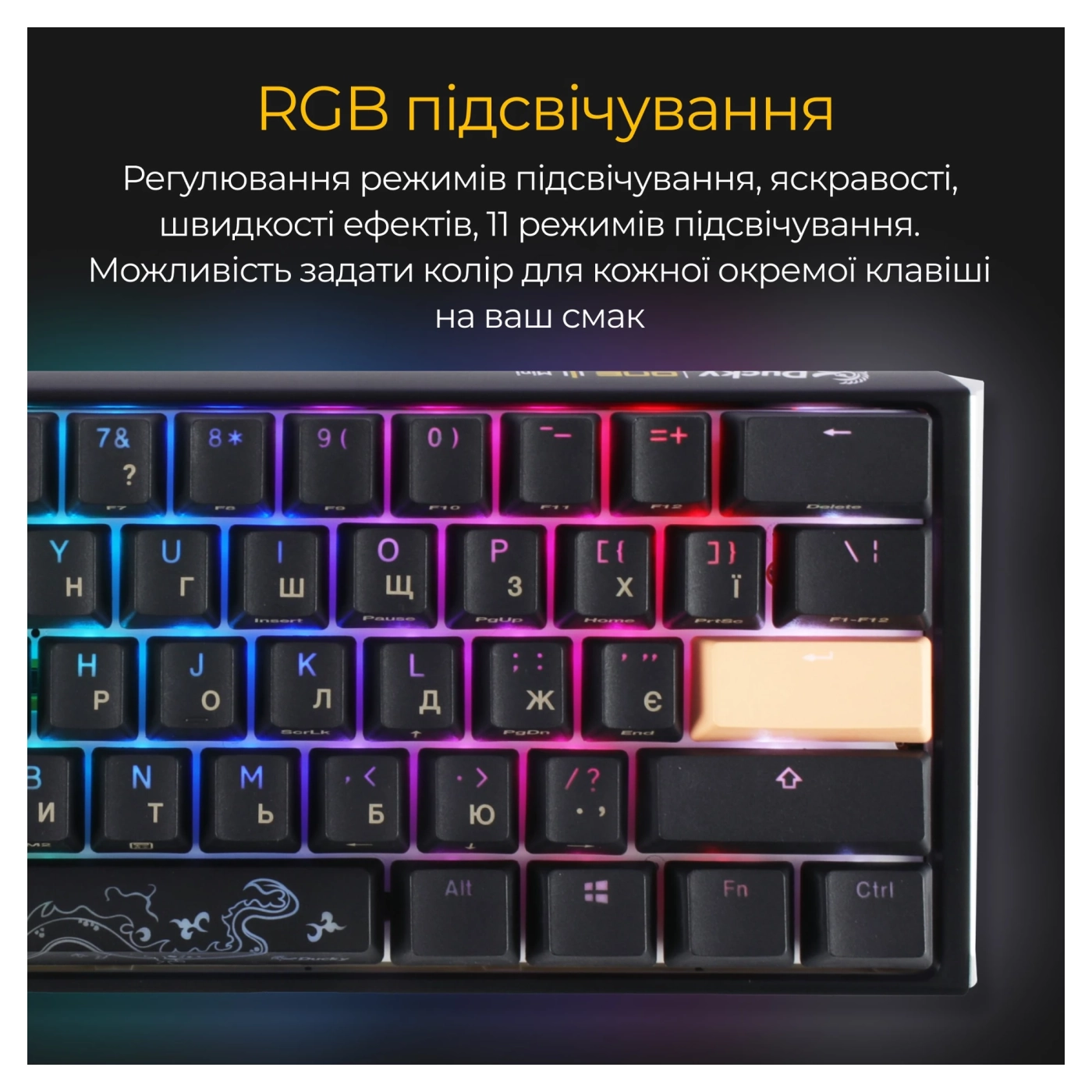 Купить Клавиатура Ducky One 3 Mini Cherry MX Speed Silver RGB Black UA (DKON2161ST-PUAPXCLAWSC1) - фото 8