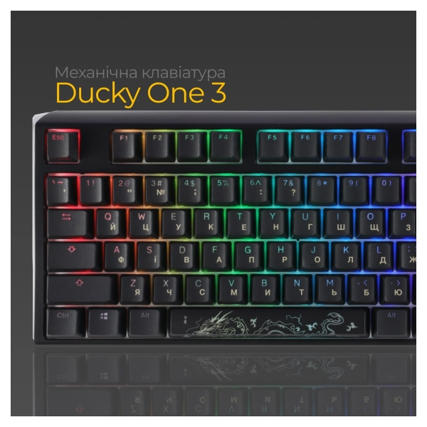 Купити Клавіатура Ducky One 3 TKL Cherry MX Blue RGB Black UA (DKON2187ST-CUAPXCLAWSC1) - фото 4