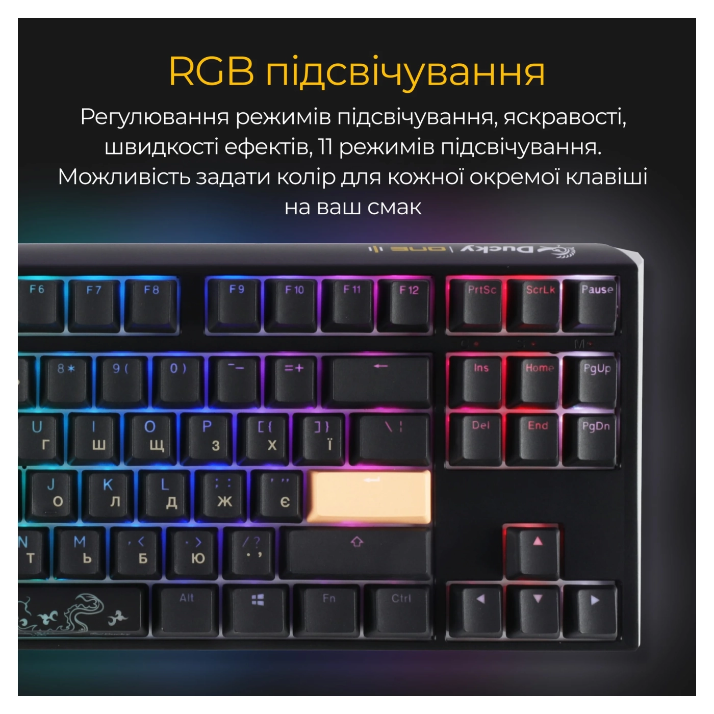 Купити Клавіатура Ducky One 3 TKL Cherry MX Blue RGB Black UA (DKON2187ST-CUAPXCLAWSC1) - фото 15