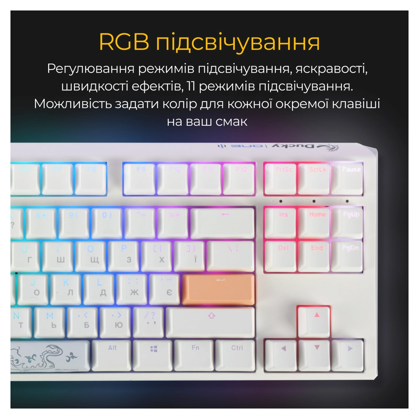 Купити Клавіатура Ducky One 3 TKL Cherry MX Red RGB White UA (DKON2187ST-RUAPXPWWWSC1) - фото 11