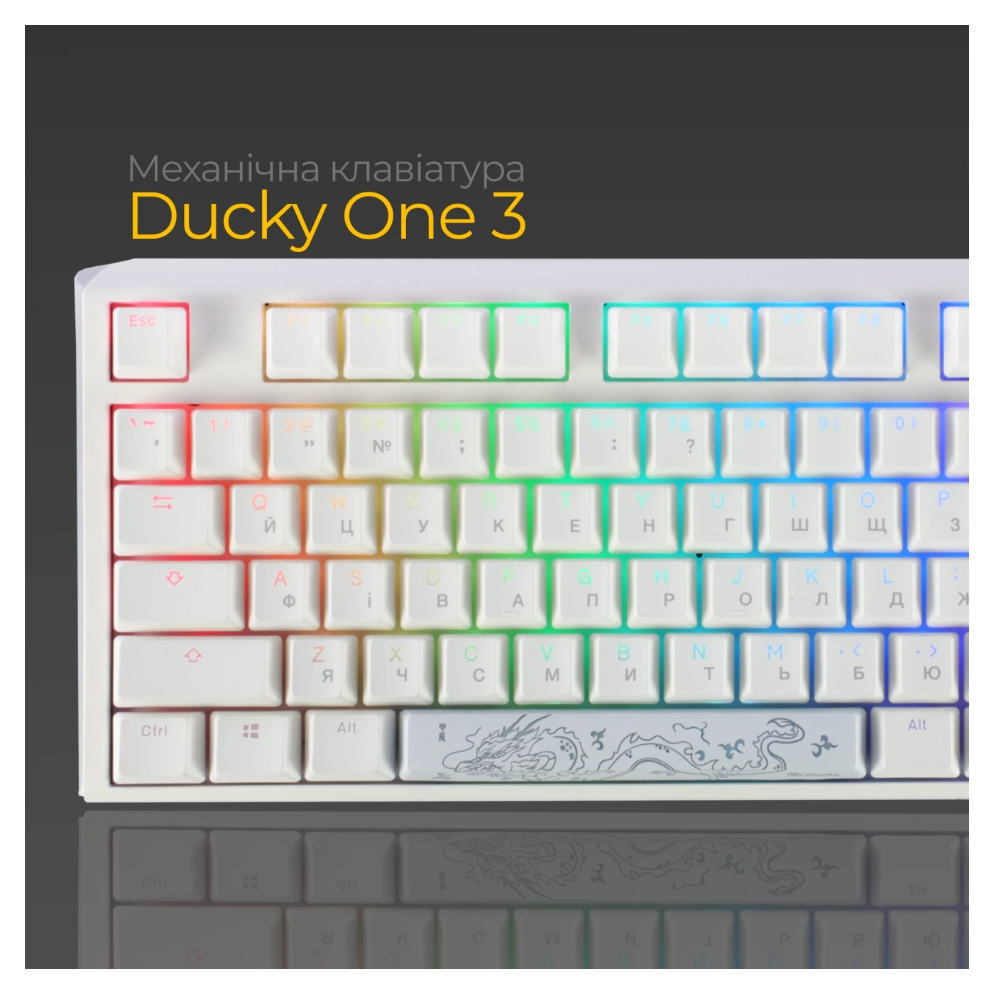 Купить Клавиатура Ducky One 3 TKL Cherry MX Silent Red RGB White UA (DKON2187ST-SUAPXPWWWSC1) - фото 13
