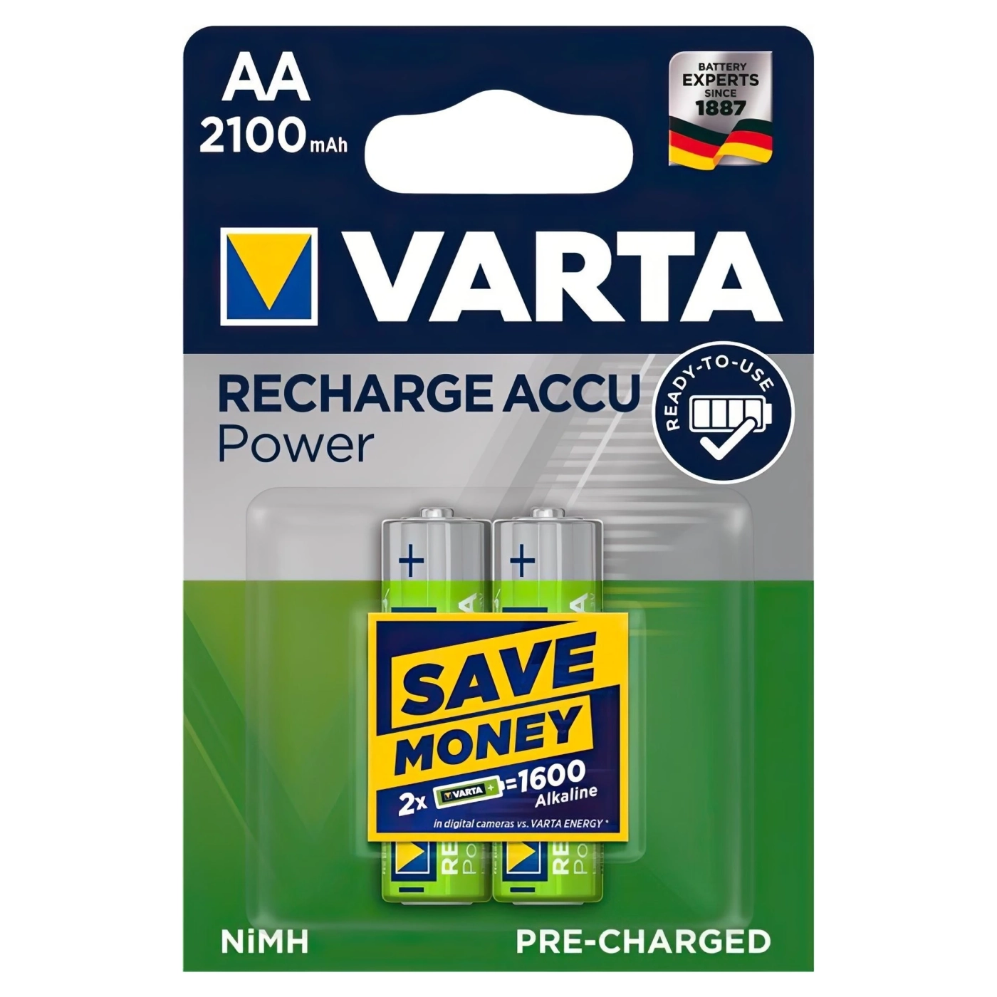 Купить Аккумулятор VARTA NI-MH Power AA 2100 мАг 2 шт. (56706101402) - фото 1
