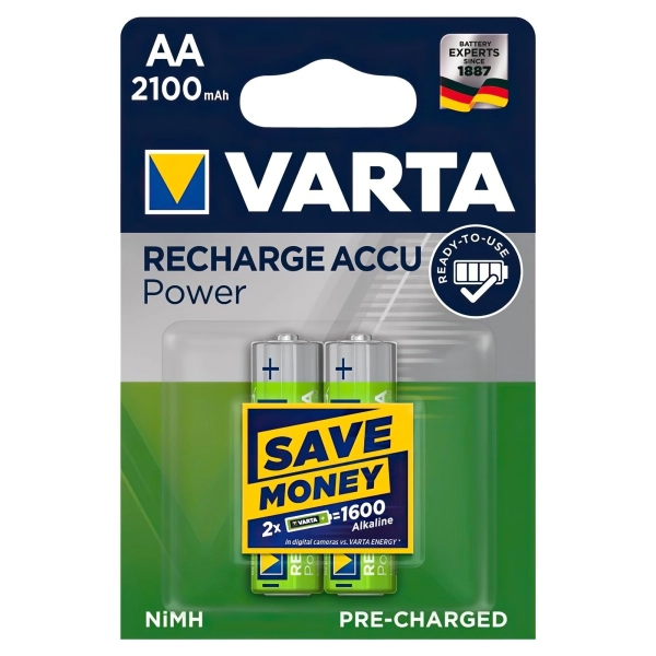 Купить Аккумулятор VARTA NI-MH Power AA 2100 мАг 2 шт. (56706101402) - фото 1