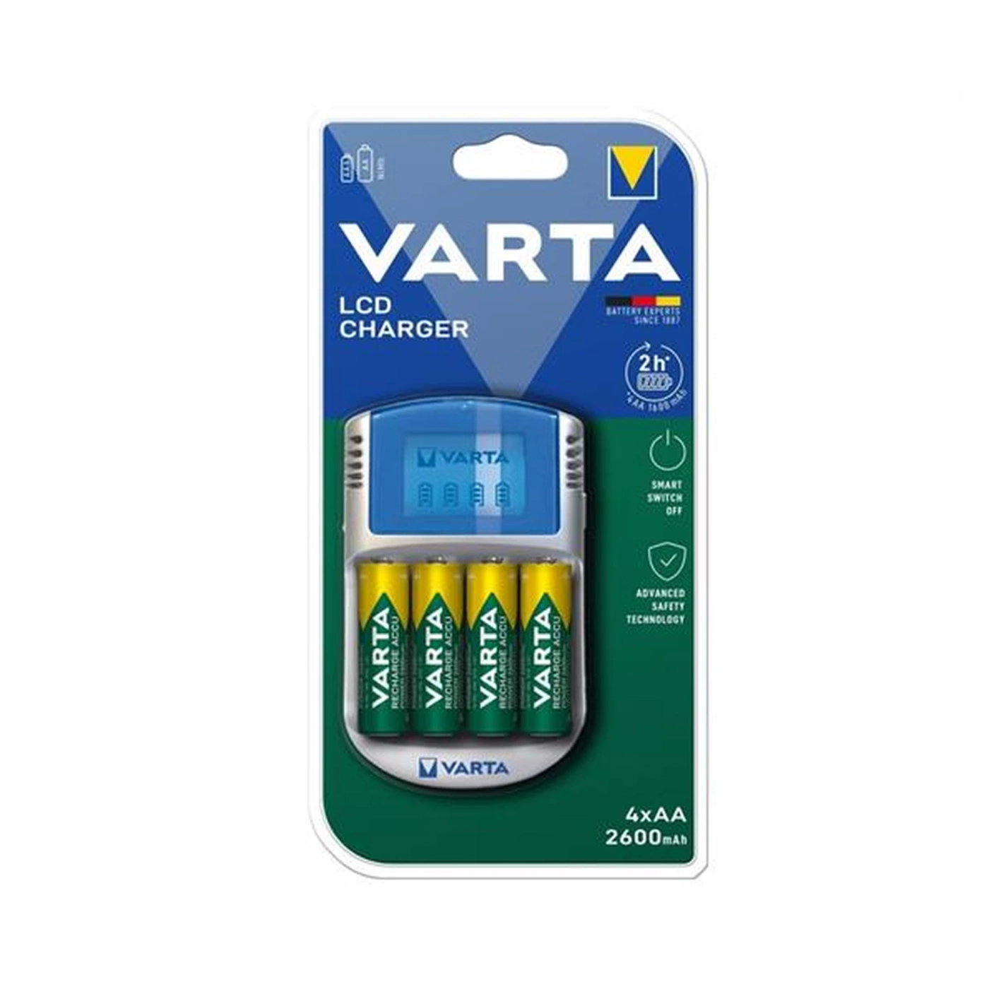 Купить Зарядное устройство VARTA LCD Charger + Аккумулятор NI-MH AA 2600 мАч 4 шт. (57070201451) - фото 1
