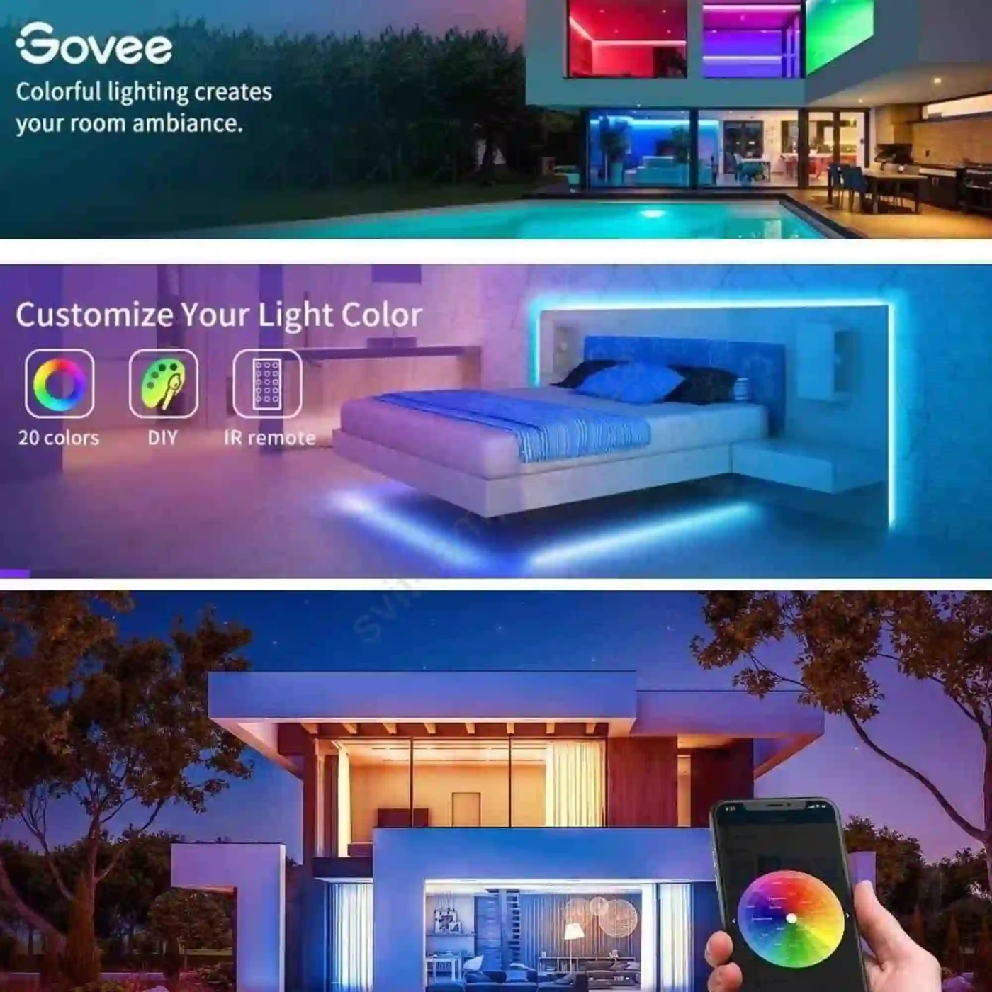 Купити Розумна LED стрічка Govee H615A RGB Smart Wi-Fi/Bluetooth LED Strip Lights 5м (H615A3A3) - фото 4