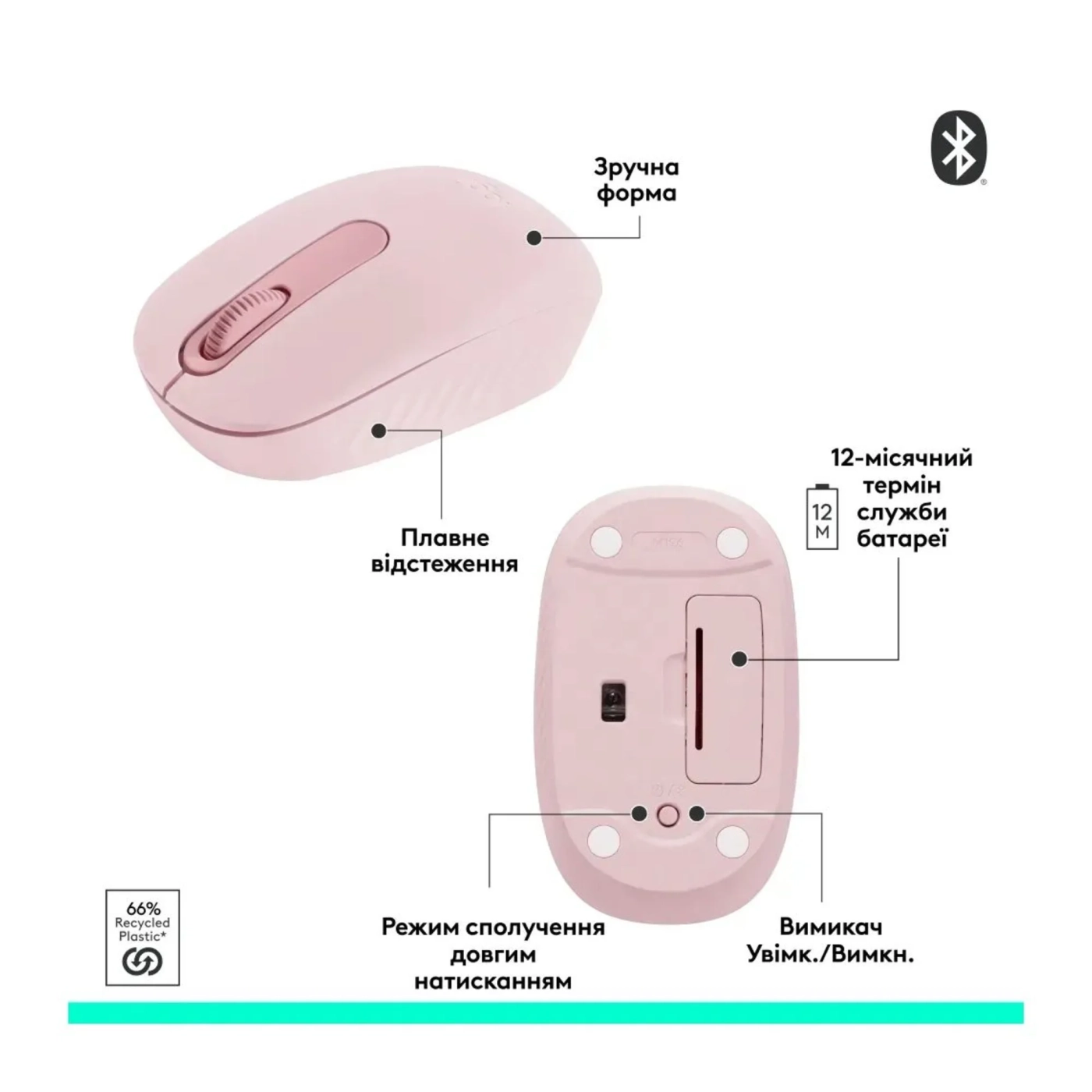 Купити Мишка Logitech M196 Bluetooth Rose (910-007461) - фото 6