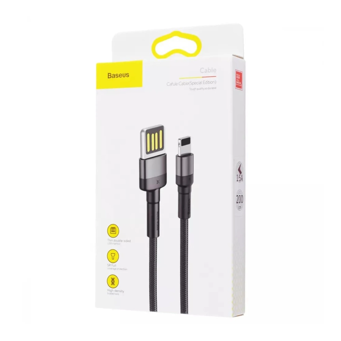 Купить Кабель Baseus Cafule USB - Lighting 1.5A 2m Grey/Black (CALKLF-HG1) - фото 4