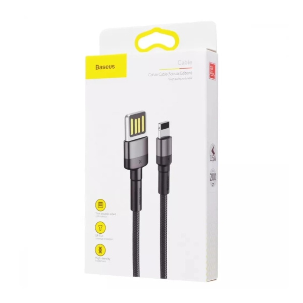 Купить Кабель Baseus Cafule USB - Lighting 1.5A 2m Grey/Black (CALKLF-HG1) - фото 4