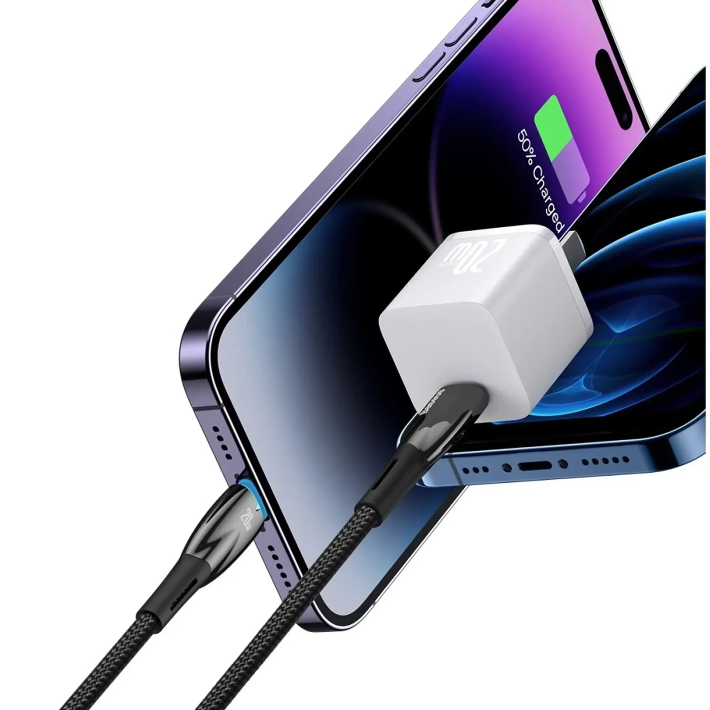 Купить Кабель Baseus Glimmer USB-C - Lightning 20W 1m Black (CADH000001) - фото 4