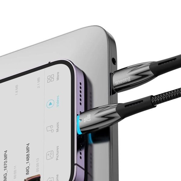 Купить Кабель Baseus Glimmer USB-C - Lightning 20W 1m Black (CADH000001) - фото 5