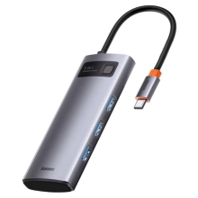 Купить Хаб Baseus Metal Gleam Series 5-in-1 Multifunctional Type-C HUB Docking Station Gray 30Hz Version (WKWG020013) - фото 1