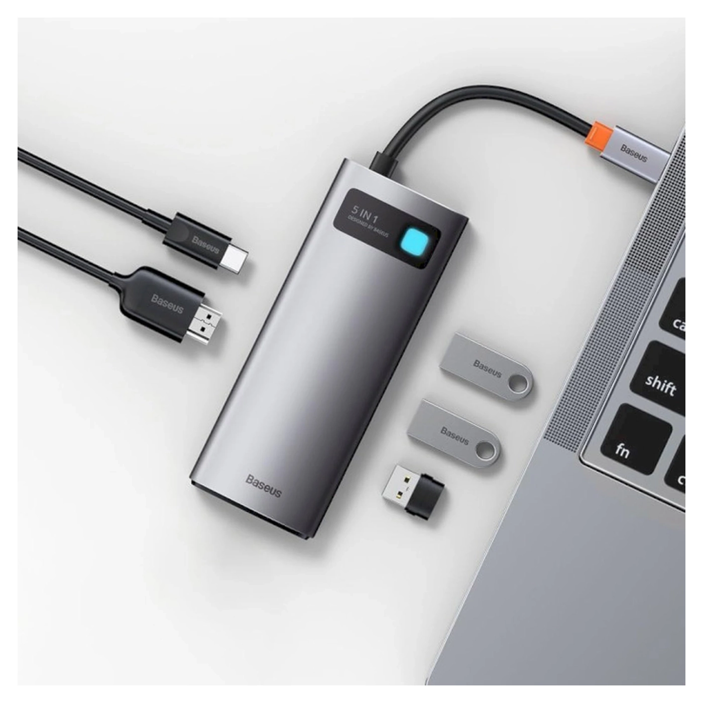 Купить Хаб Baseus Metal Gleam Series 5-in-1 Multifunctional Type-C HUB Docking Station Gray 30Hz Version (WKWG020013) - фото 9