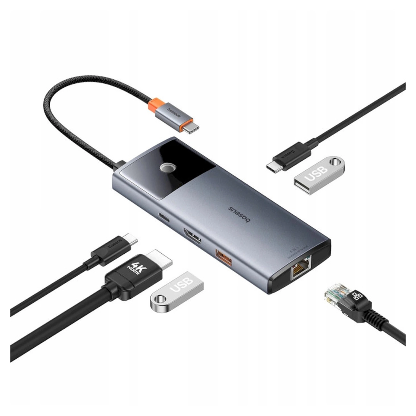 Купить Хаб Baseus Metal Gleam Series II 6-in-1 USB HUB Space Grey (B00061802813-00) - фото 8