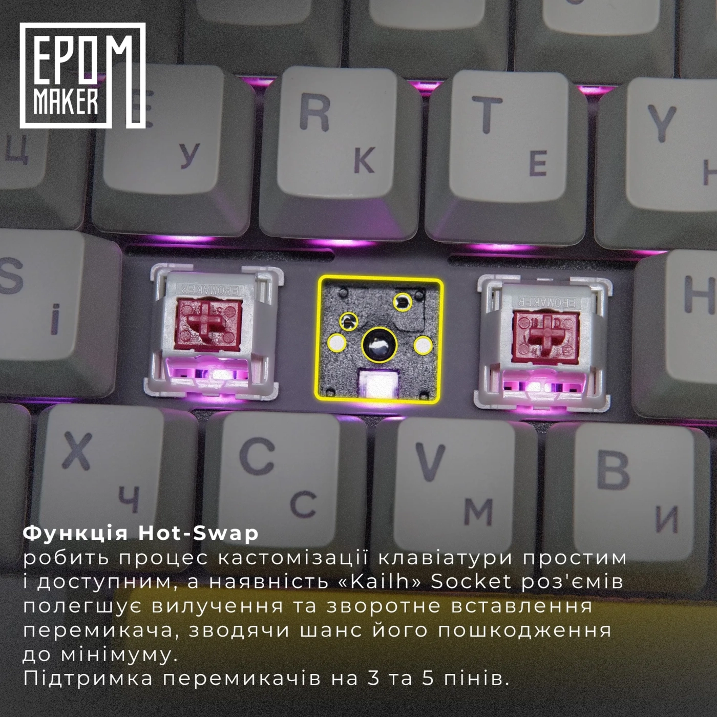 Купити Клавіатура Epomaker Shadow-S Mulan White (SHS-W-M) - фото 3