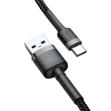 Купити Кабель Baseus Cafule USB - USB-C 3A 1m Gray/Black (CATKLF-BG1) - фото 4