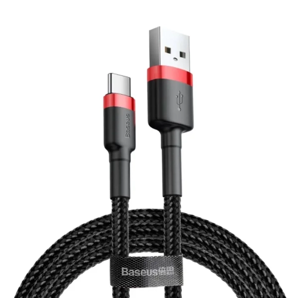 Купить Кабель Baseus Cafule USB - USB-C 3A 1m Red/Black (CATKLF-B91) - фото 1