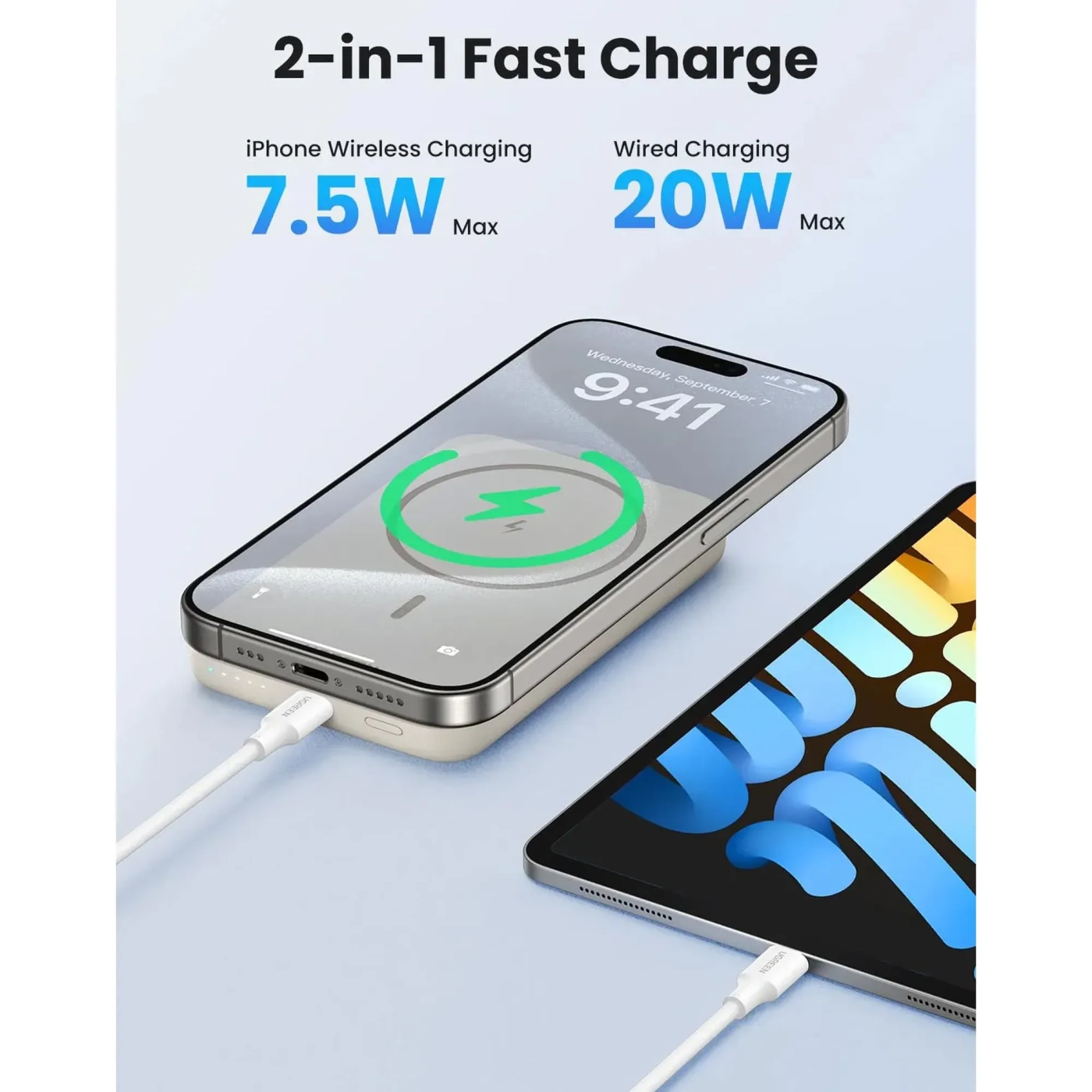 Купити Павербанк УМБ Ugreen PB561 10000mAh 20W Magnetic Wireless Beige (25208) - фото 5