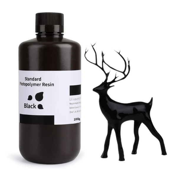 Купить Фотополимерная смола ELEGOO Standard Resin 1кг, черная (50.103.0091) - фото 1