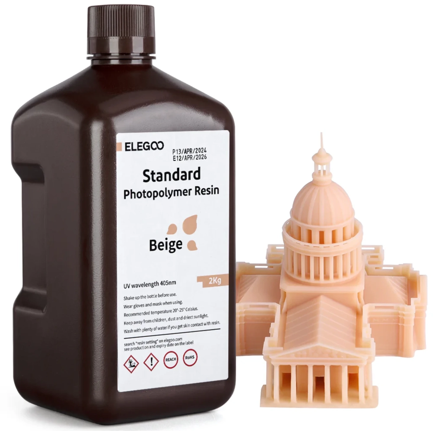 Купить Фотополимерная смола ELEGOO Standard Resin 2кг, бежевая (50.103.0181) - фото 1