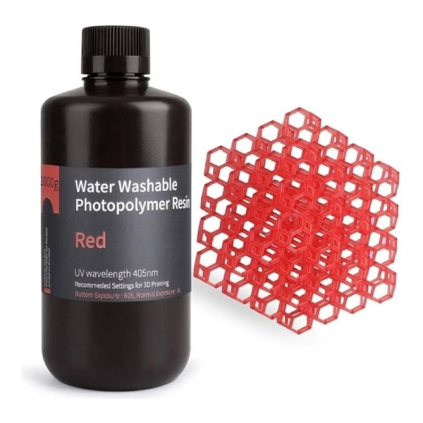Купить Фотополимерная смола ELEGOO смывающаяся Water Washable Resin 1кг, червона (50.103.0002) - фото 1