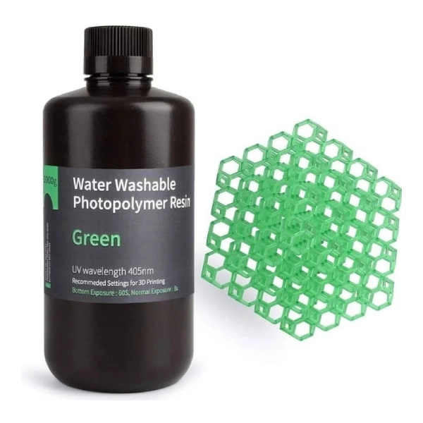 Купити Фотополімерна смола ELEGOO змивається водою Water Washable Resin 1кг, зелена (50.103.0004) - фото 1