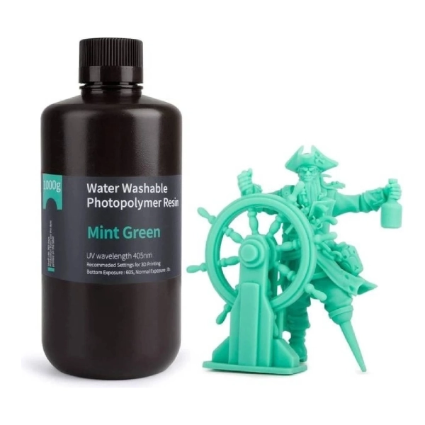 Купити Фотополімерна смола ELEGOO змивається водою Water Washable Resin 1кг, зелена м'ята (50.103.0020) - фото 1