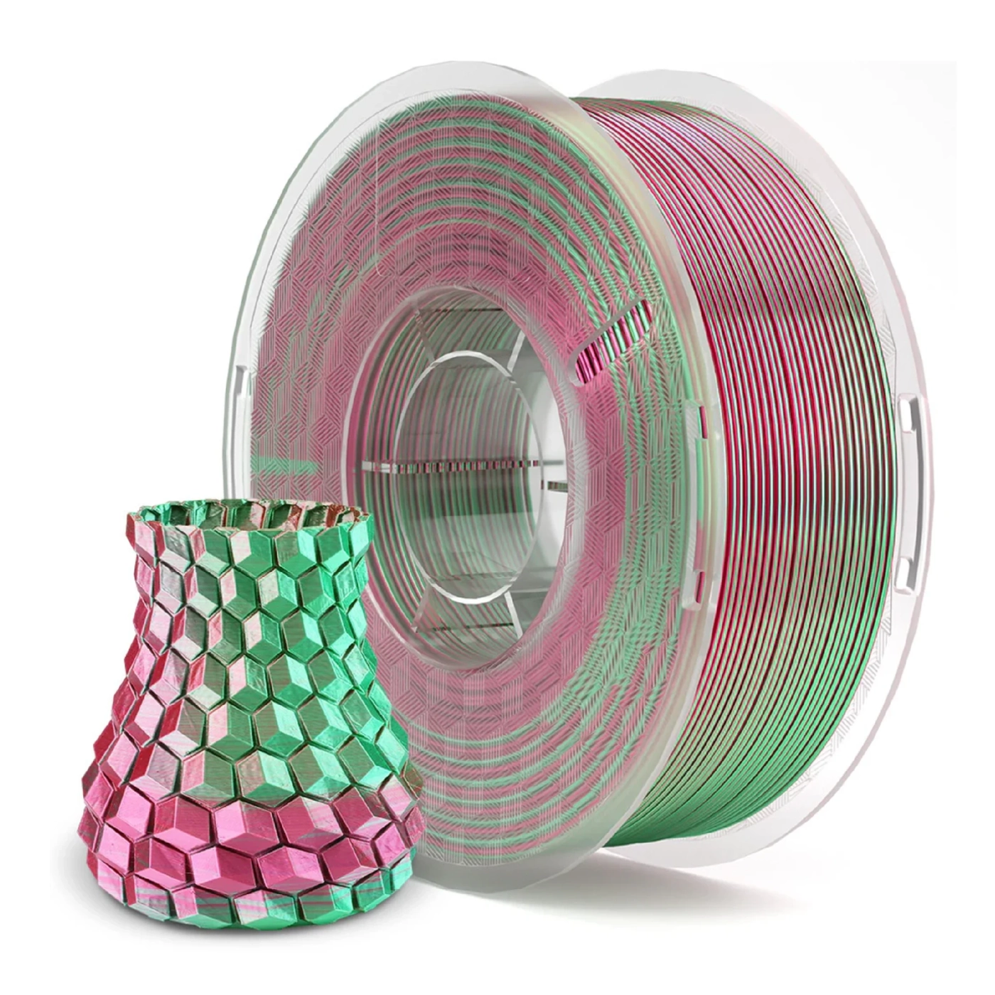 Купить PLA Filament (пластик) для 3D принтера ELEGOO шелковый блеск 1кг, 1.75мм, зелено-красный (50.203.0090) - фото 2