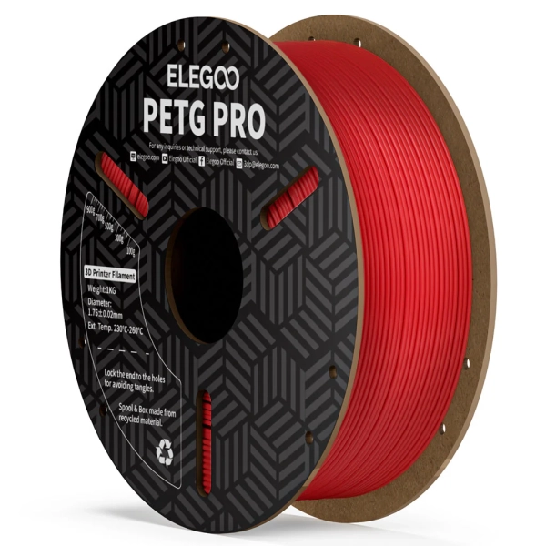 PETG PRO Filament (пластик) для 3D принтера ELEGOO 1кг, 1.75мм, красный (50.203.0264) - фото 1