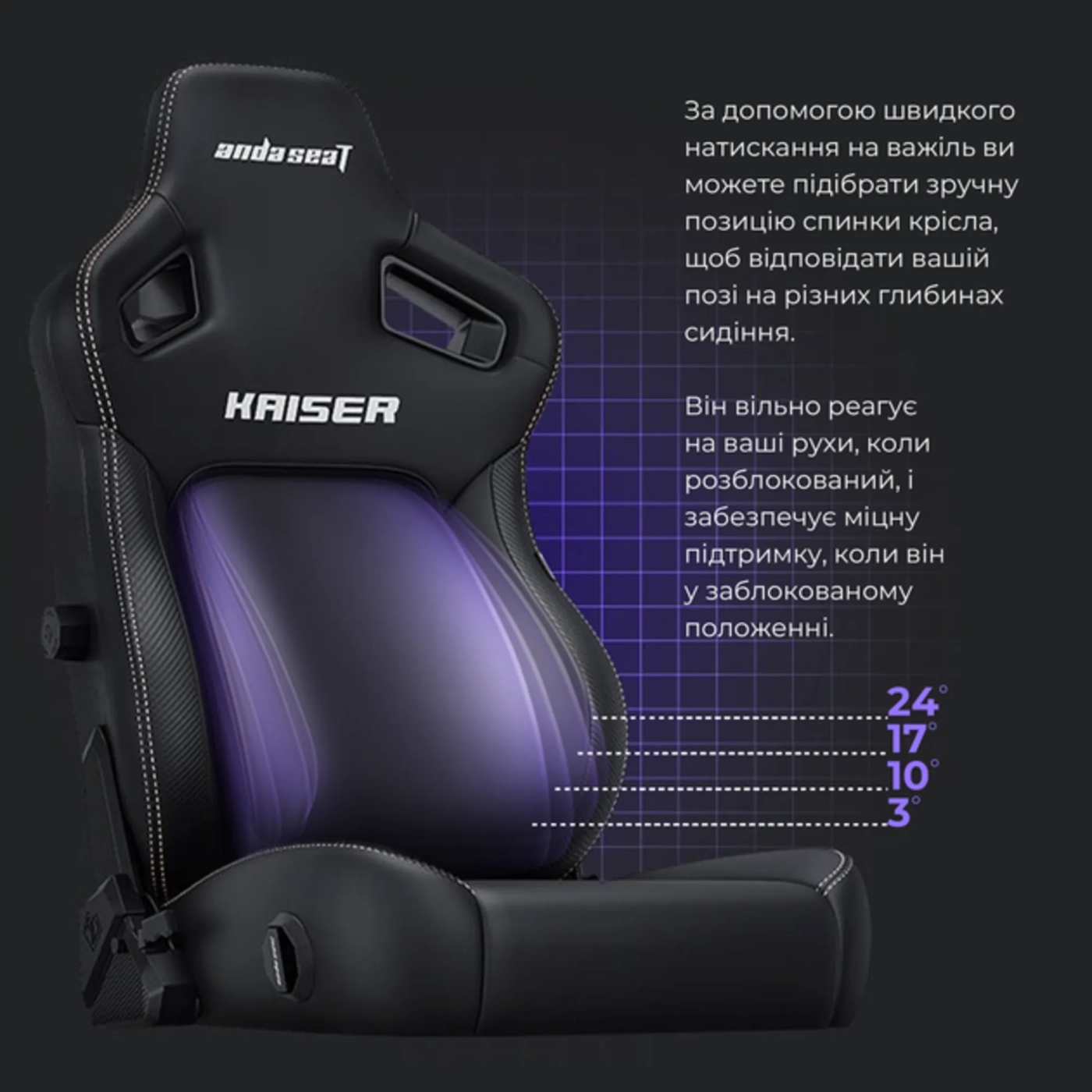 Купить Кресло для геймеров Anda Seat Kaiser 4 Size L Purple Premium PVC (AD12YDDC-L-20-V-PV/C) - фото 10